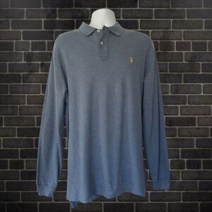 Polo Ralph Lauren Long Sleeve Polo Shirt Men’s Size- Large Blue Cotton Gold Pony